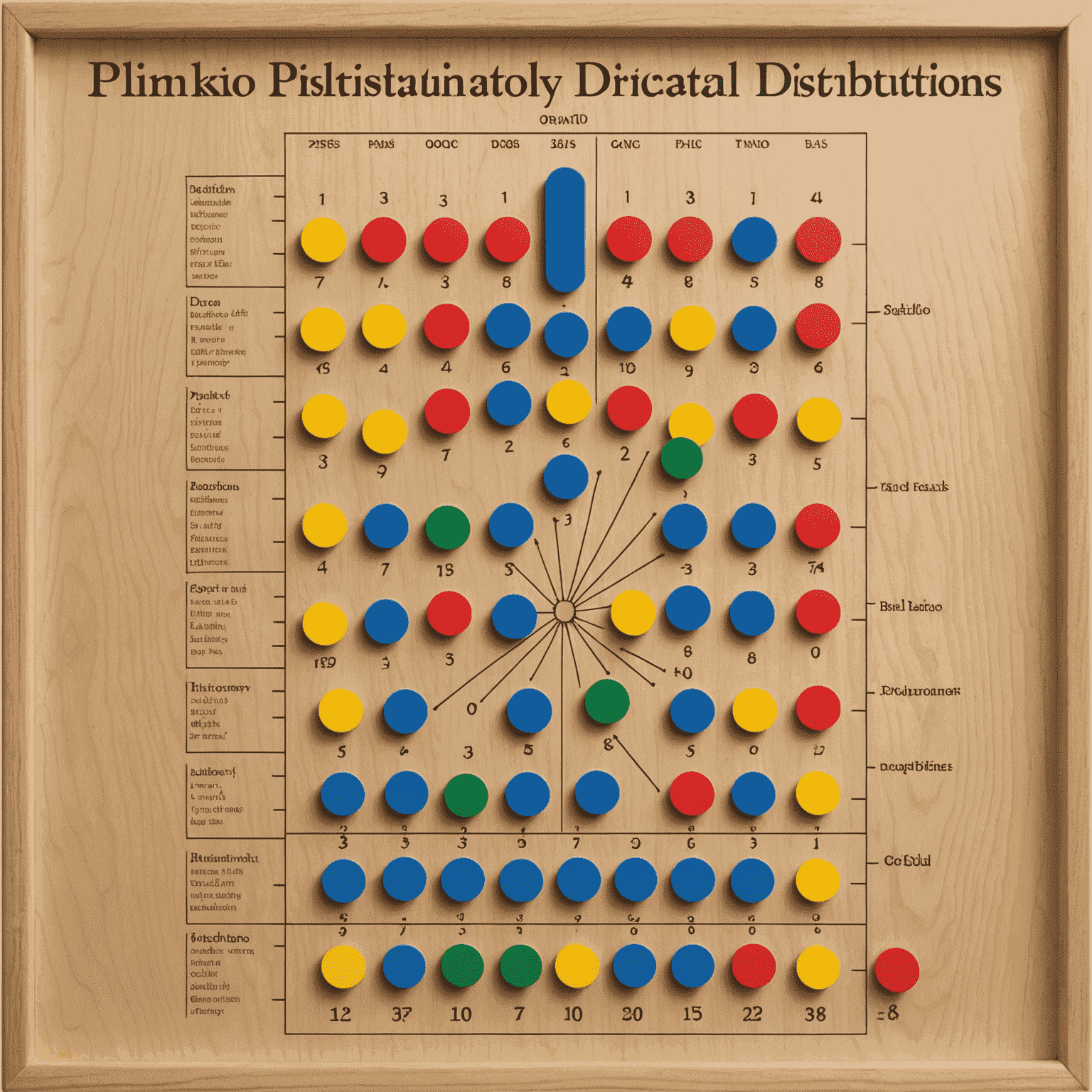 A detailed chart showing Plinko probability distributions with pegs and possible outcomes highlighted